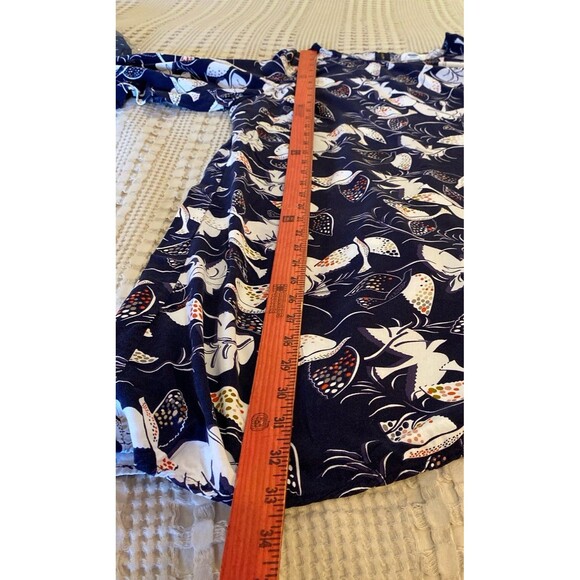 Old Navy Tunic Top or Mini Dress Size Large Navy w/White Birds Zipper Back Comfy - Picture 10 of 11